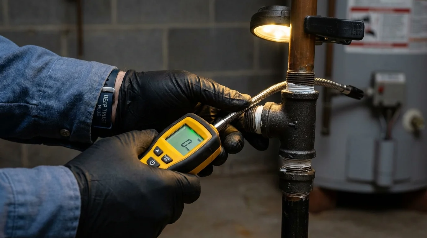 Gas leak detection with electronic sniffer by Johns Plumbing LLC in Kosciusko
