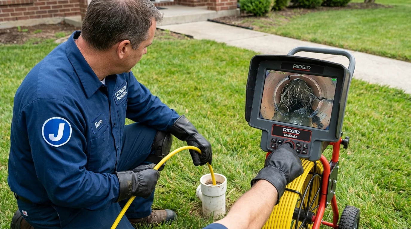 Sewer camera inspection being performed by Johns Plumbing LLC in Kosciusko